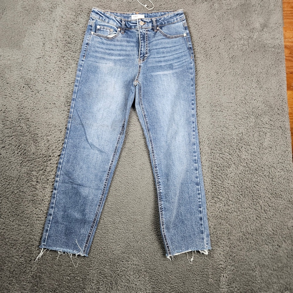 OAT New York Womens Blue Denim High Waisted Cropped Jeans Size 6 28 Raw Hem